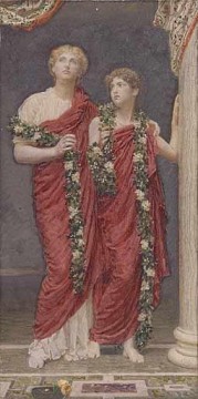 アルバート・ジョセフ・ムーア Painting - ガーランドの女性像 アルバート・ジョセフ・ムーア